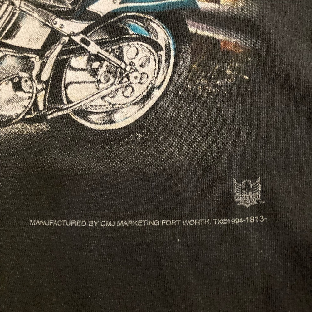 Vintage 1997 3D Emblem Call Of The Road Black Biker Graphic Sturgis T-shirt XXL - Picture 6 of 12